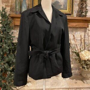 Jones New York Vintage Women's Jacket Blazer Navy Blue with Tie Belt Size 8
